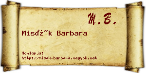 Misák Barbara névjegykártya