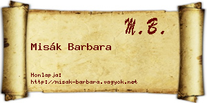 Misák Barbara névjegykártya